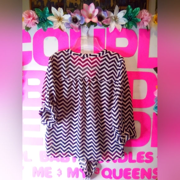 $098👉🏼Women's Teens Black🖤/White🤍 Zebra🦓 Striped Blouse - Picture 8 of 8